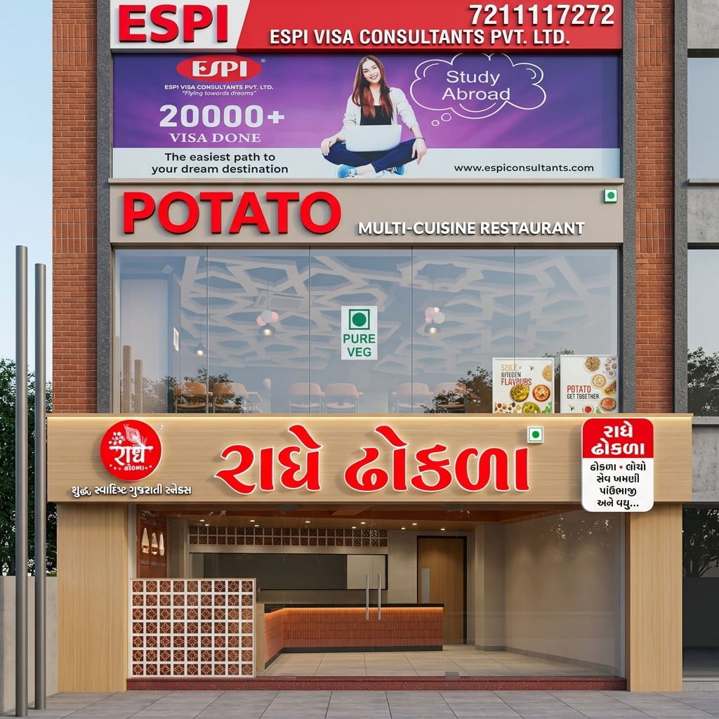 Radhe Dhokla Red LED Signage